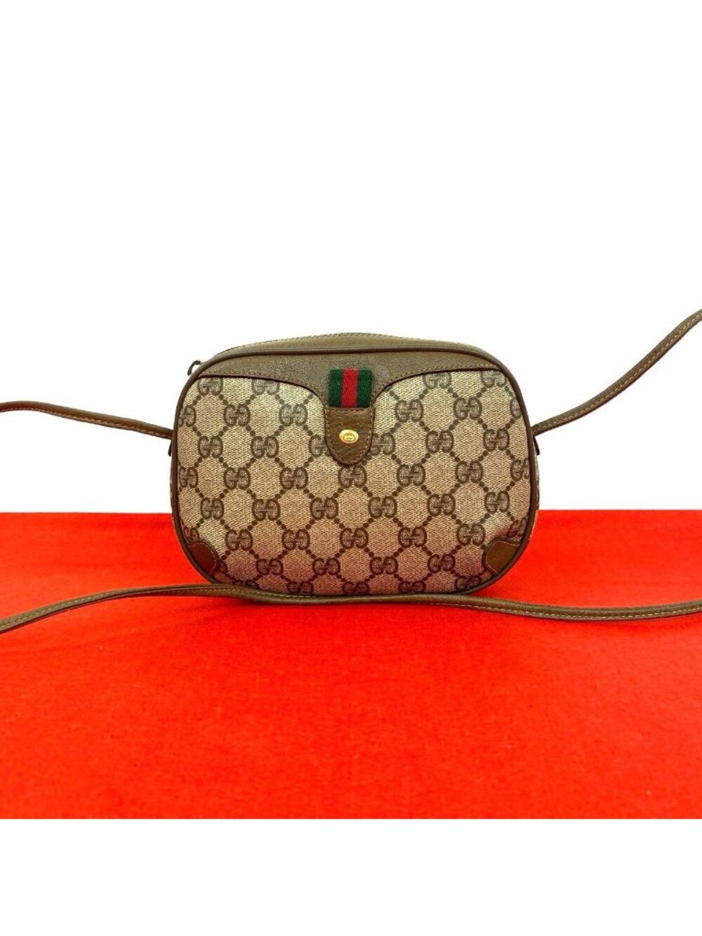 Gucci Vintage Sherry Line GG Logo Pattern Leather Shoulder Bag Pochette Brown